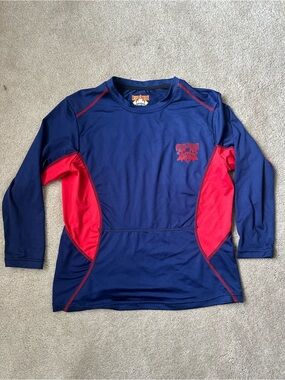 Kids Navy and Red Long Sleeve authentic Cooperstown top size S